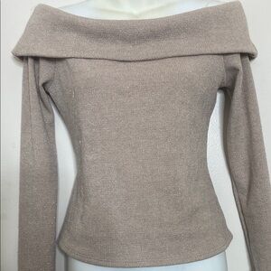 Off-the-Shoulder Cream Knit Sweater with Slim Fit